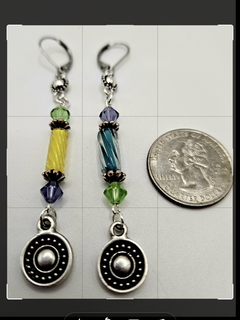 Flirty Eclectic Asymmetric Beaded Art Glass Dangle Earrings - Picture 4 of 4